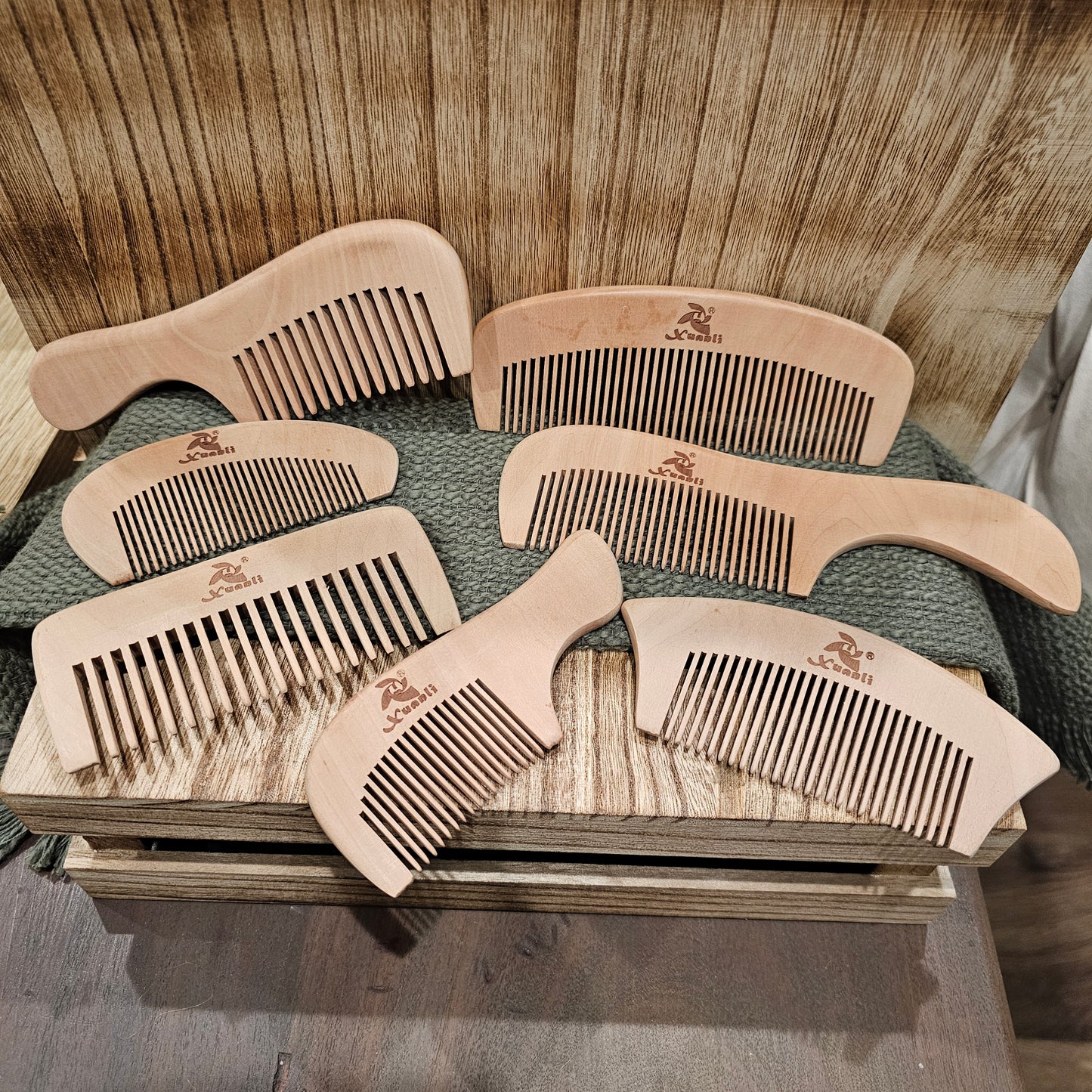 Beard, Mustache wood comb in 7 styles