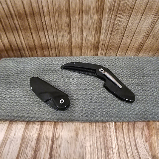 Folding Mustache/Beard comb with belt clip